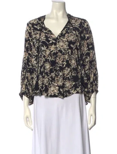 Pre-owned Vanessa Bruno Printed V-neck Blouse In Multi
