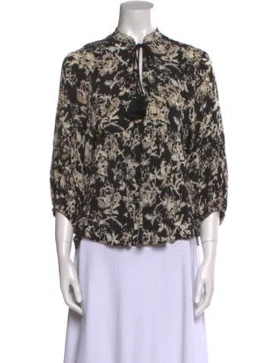 Pre-owned Vanessa Bruno Printed V-neck Blouse In Neutral