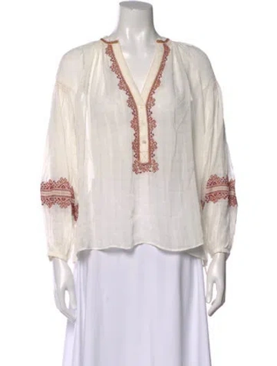 Pre-owned Vanessa Bruno Printed V-neck Blouse In White