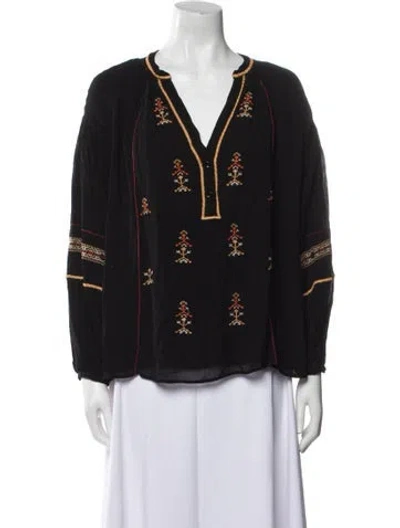 Pre-owned Vanessa Bruno Printed V-neck Polo In Black