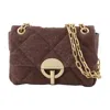 Vanessa Bruno Quilted Linen Nano Moon Shoulder Bag In Brown