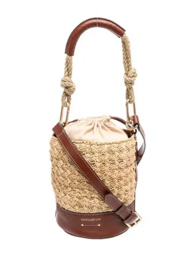 Pre-owned Vanessa Bruno Raffia Bucket Bag In Neutral