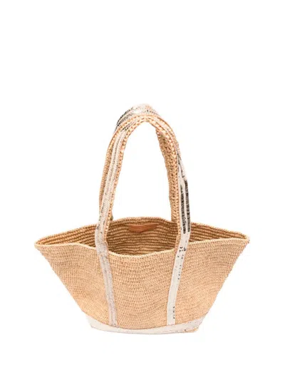 Vanessa Bruno Raphia Medium Cabas Tote In Sand