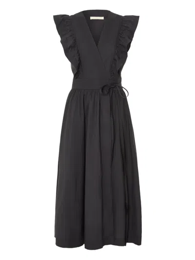 Vanessa Bruno Ruffle-detail Wrap Midi Dress In Black