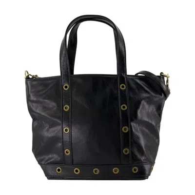 Vanessa Bruno S Shopper Calfskin Leather Shoulder Bag In Black