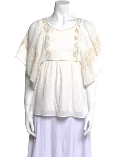 Pre-owned Vanessa Bruno Scoop Neck Short Sleeve Blouse In White