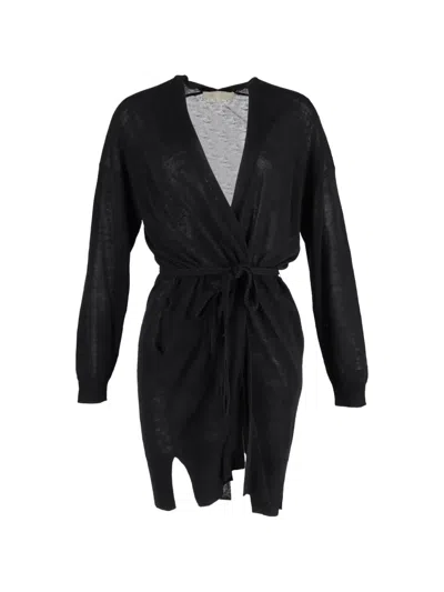 Pre-owned Vanessa Bruno Self-tie Cardigan In Black