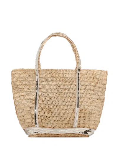 Vanessa Bruno Sequin-embellished Raffia Tote Bag In White