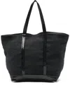 Vanessa Bruno Sequins And Canvas Medium Zipped Tote In Black