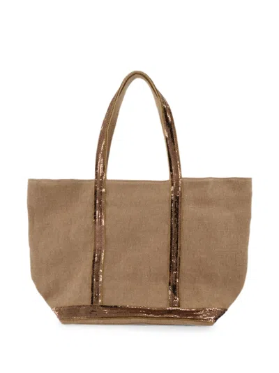 Vanessa Bruno Sequin-embellished Linen Tote Bag In Burgundy