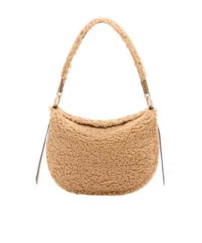 Vanessa Bruno Shearling Mini Daily Shoulder Bag In Brown