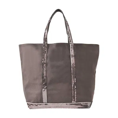 Vanessa Bruno Shopping Bag L Zipped - Cotton - Anthracite In Gray