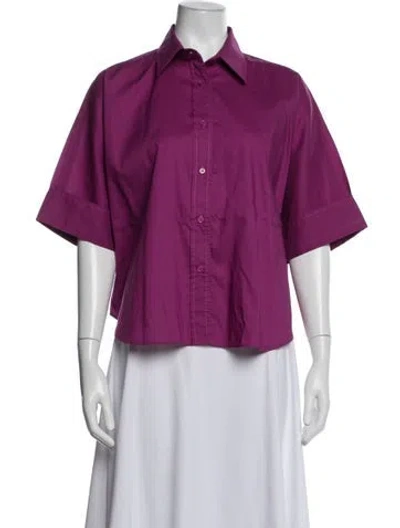 Pre-owned Vanessa Bruno Short Sleeve Button-up Top In Purple
