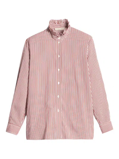 Vanessa Bruno Sidney Ruffled Striped Shirt In Pink
