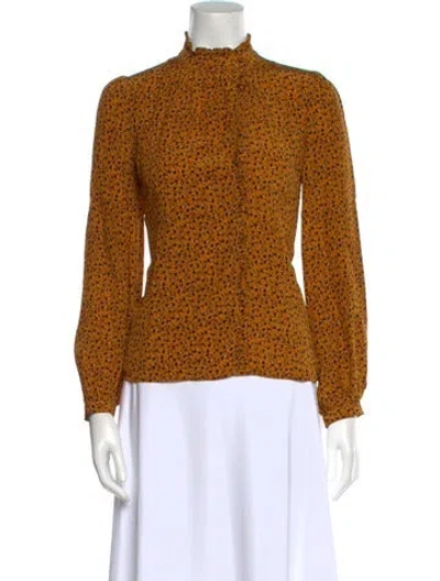 Pre-owned Vanessa Bruno Silk Animal Print Blouse In Orange