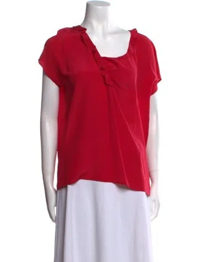 Pre-owned Vanessa Bruno Silk Asymmetrical Blouse In Red