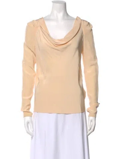 Pre-owned Vanessa Bruno Silk Cowl Neck Blouse In Neutral