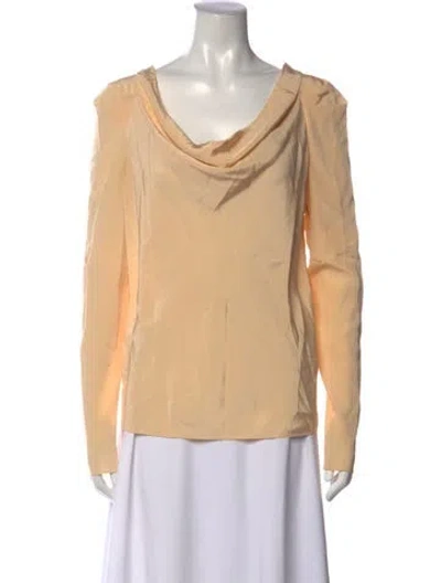 Pre-owned Vanessa Bruno Silk Cowl Neck Blouse In Neutrals