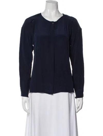 Pre-owned Vanessa Bruno Silk Crew Neck Blouse In Blue