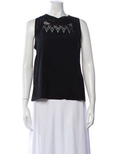 Pre-owned Vanessa Bruno Silk Crew Neck Top In Black