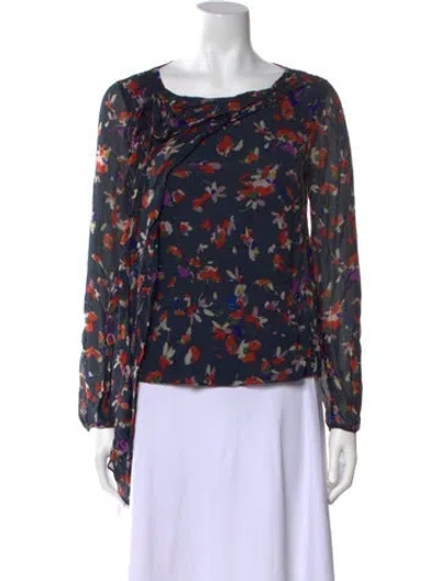 Pre-owned Vanessa Bruno Silk Floral Print Blouse In Black