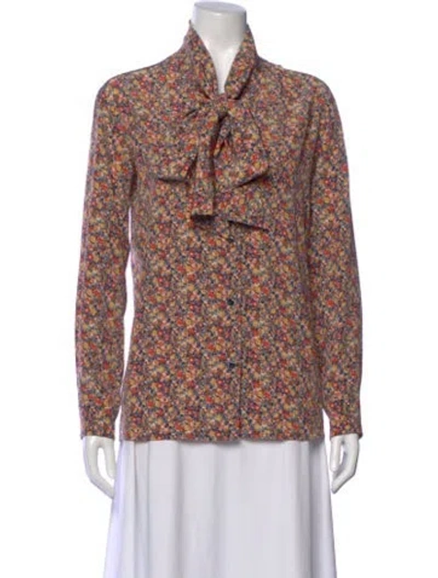 Pre-owned Vanessa Bruno Silk Floral Print Blouse In Multi