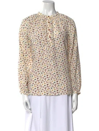 Pre-owned Vanessa Bruno Silk Floral Print Blouse In Neutral