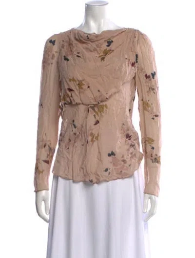 Pre-owned Vanessa Bruno Silk Floral Print Blouse In Neutral