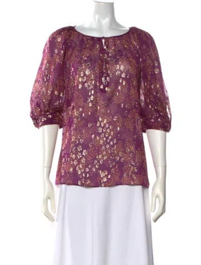 Pre-owned Vanessa Bruno Silk Floral Print Blouse In Purple