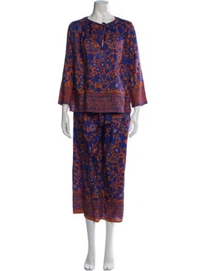 Pre-owned Vanessa Bruno Silk Floral Print Set In Orange