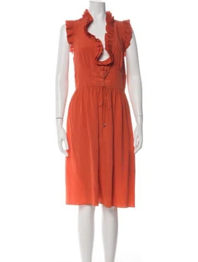 Pre-owned Vanessa Bruno Silk Knee-length Dress In Orange