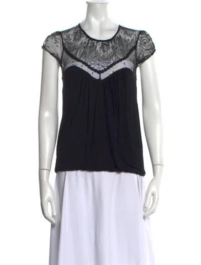 Pre-owned Vanessa Bruno Silk Lace Pattern Top In Black