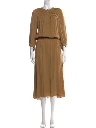 Pre-owned Vanessa Bruno Silk Long Dress In Brown