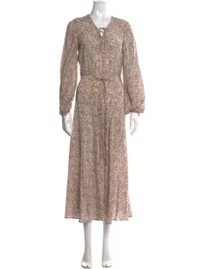 Pre-owned Vanessa Bruno Silk Long Dress In Neutrals