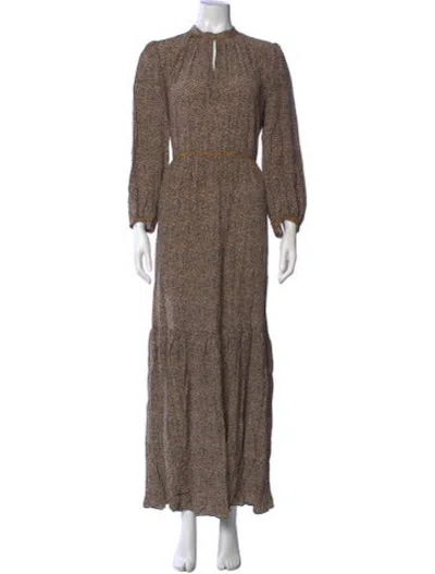 Pre-owned Vanessa Bruno Silk Long Dress In Neutrals