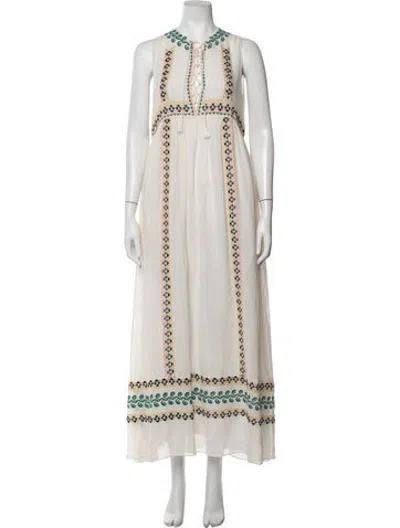 Pre-owned Vanessa Bruno Silk Long Dress In Neutrals