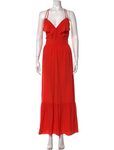 Pre-owned Vanessa Bruno Silk Long Dress In Orange