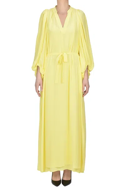 Vanessa Bruno Silk Long Dress In Yellow