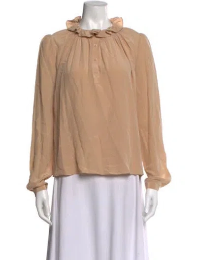Pre-owned Vanessa Bruno Silk Long Sleeve Blouse In Orange