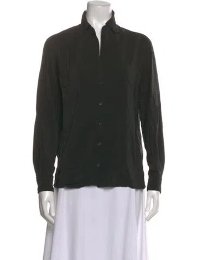 Pre-owned Vanessa Bruno Silk Long Sleeve Button-up Top In Black