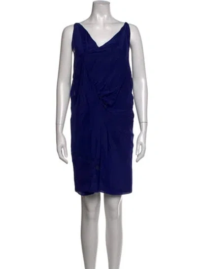 Pre-owned Vanessa Bruno Silk Mini Dress In Blue