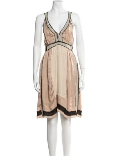 Pre-owned Vanessa Bruno Silk Mini Dress In Neutrals