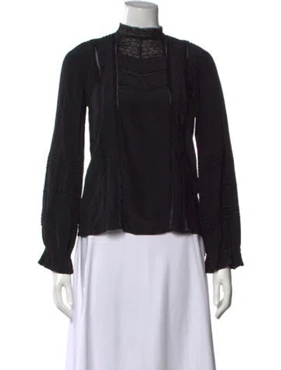 Pre-owned Vanessa Bruno Silk Mock Neck Blouse In Black