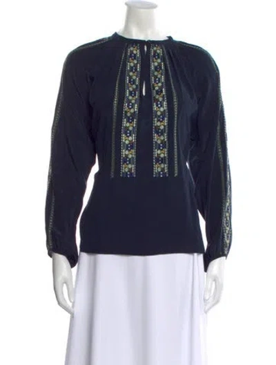 Pre-owned Vanessa Bruno Silk Printed Blouse In Blue