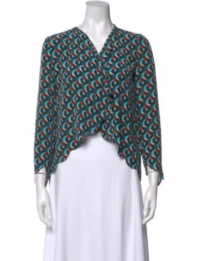 Pre-owned Vanessa Bruno Silk Printed Blouse In Blue