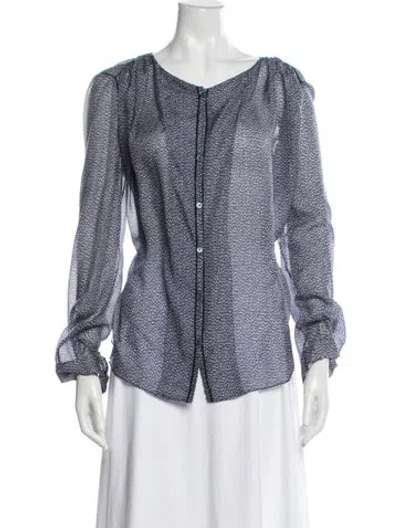 Pre-owned Vanessa Bruno Silk Printed Blouse In Blue/white