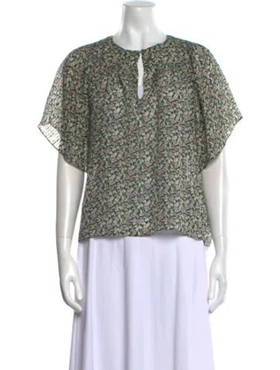 Pre-owned Vanessa Bruno Silk Printed Blouse In Green