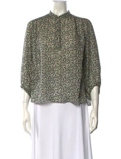 Pre-owned Vanessa Bruno Silk Printed Blouse In Green