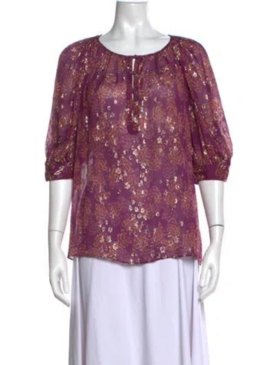 Pre-owned Vanessa Bruno Silk Printed Blouse In Purple
