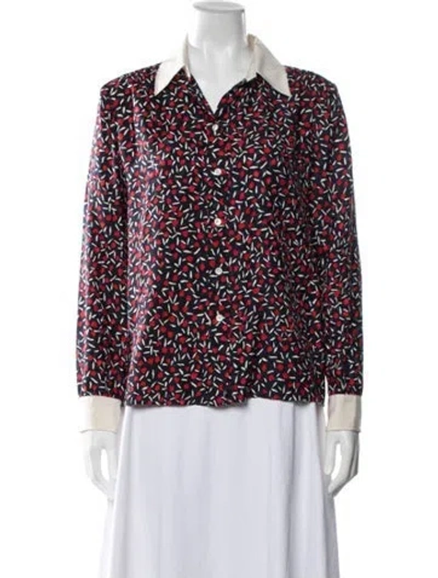 Pre-owned Vanessa Bruno Silk Printed Top In Blue